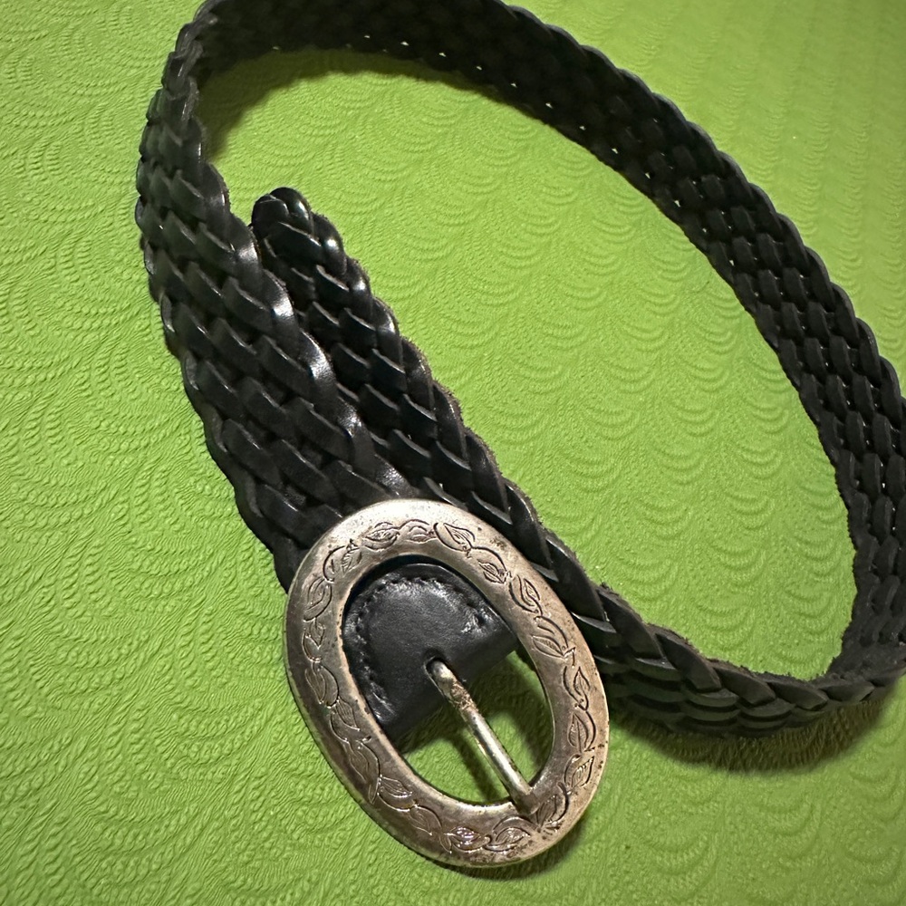 🤩2 for $30😘 Braided Black Belt with Silver Buckle